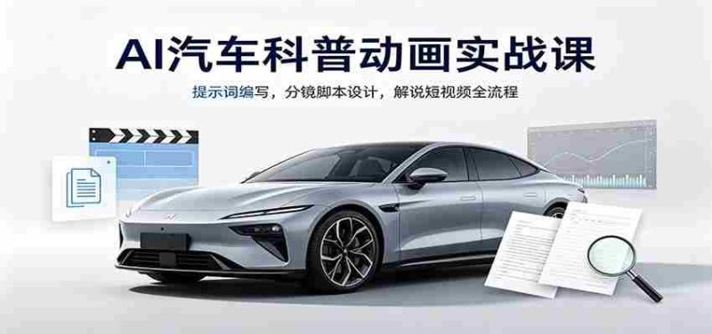 AI汽车科普动画实战课:提示词编写,分镜脚本设计,解说短视频全流程-一起发