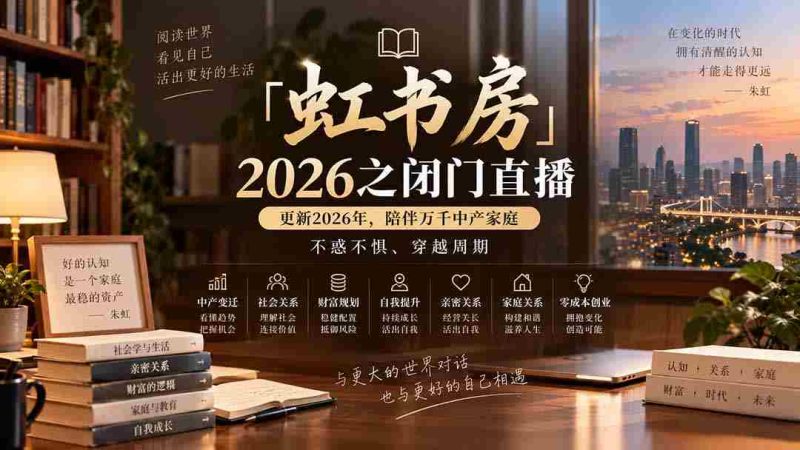 「虹书房」2026之闭门直播-更新2026年8月,陪伴万千中产家庭,不惑不惧、穿越周期-一起发