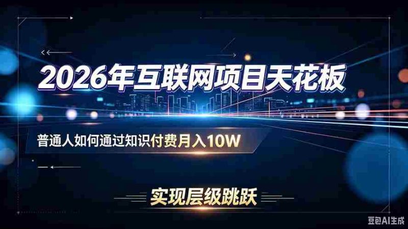 (20150期)2026年互联网项目天花板:普通人如何通过知识付费月入10W,实现层级跳跃-一起发