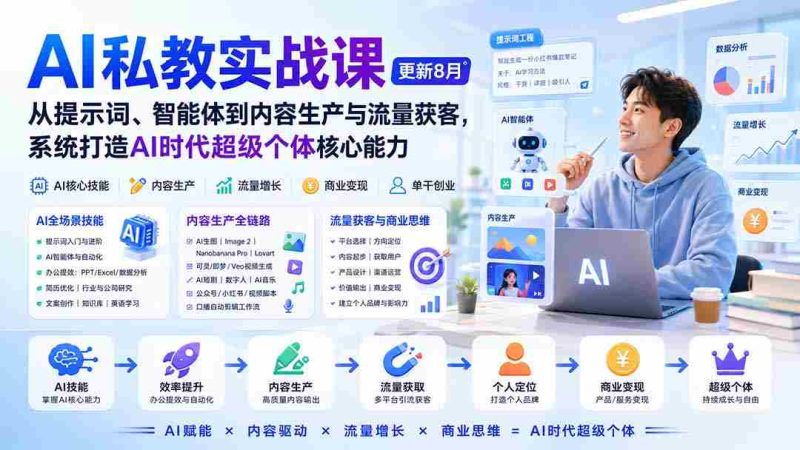 (20149期)AI私教实战课-更新8月:从提示词、智能体到内容生产与流量获客,系统打造AI时代超级个体核心能力-一起发