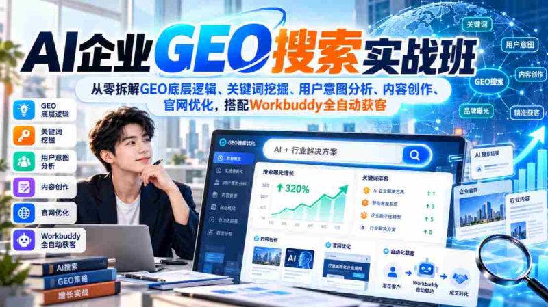 解码GEO搜索精髓:AI实战培训全面解析关键词、用户需求与内容策略,Workbuddy助力高效获客-一起发