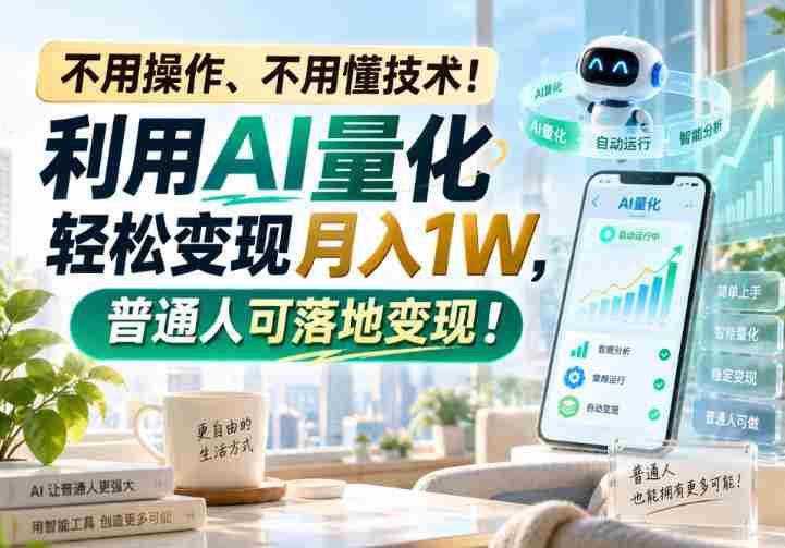 利用AI量化轻松变现月入1W，普通人可落地变现，不用操作、不用懂技术！-一起发