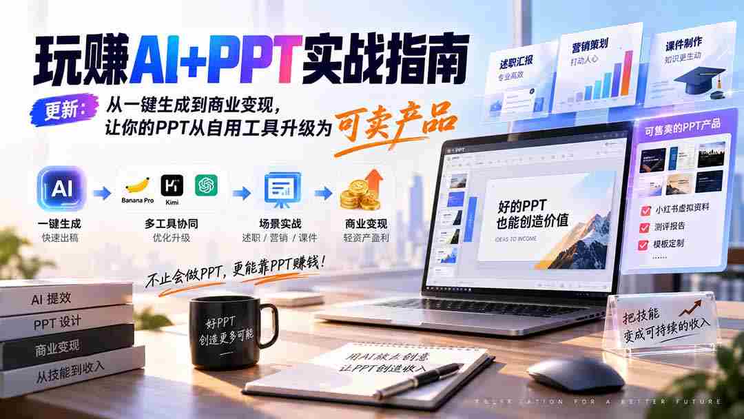 （20247期）玩赚AI+PPT实战指南-更新5月13：从一键生成到商业变现，让你的PPT从自用工具升级为可卖产品-一起发