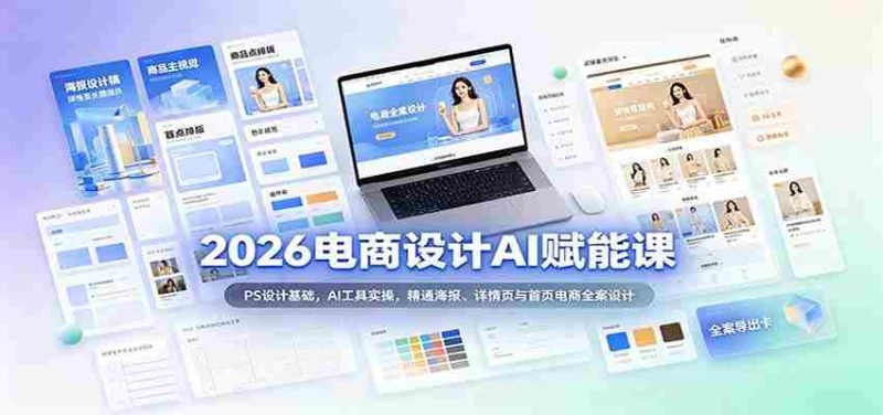2026电商AI设计赋能教程:PS入门、AI应用技巧,全面掌握电商海报、详情页及首页全案设计-一起发