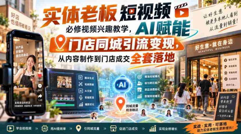 实体老板短视频必修视频兴趣教学,AI赋能门店同城引流变现,AI+短视频+直播打爆实体客流量-一起发