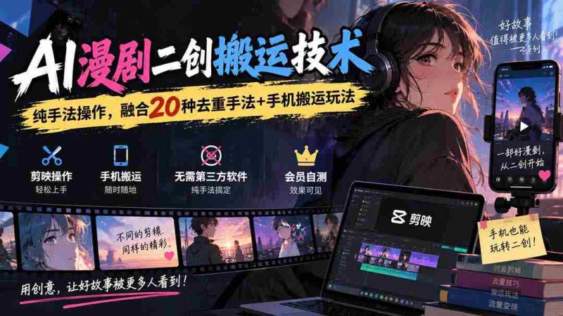 创新AI技术在漫剧二创中的应用：融合多样去重技巧与手机便捷搬运方法-一起发