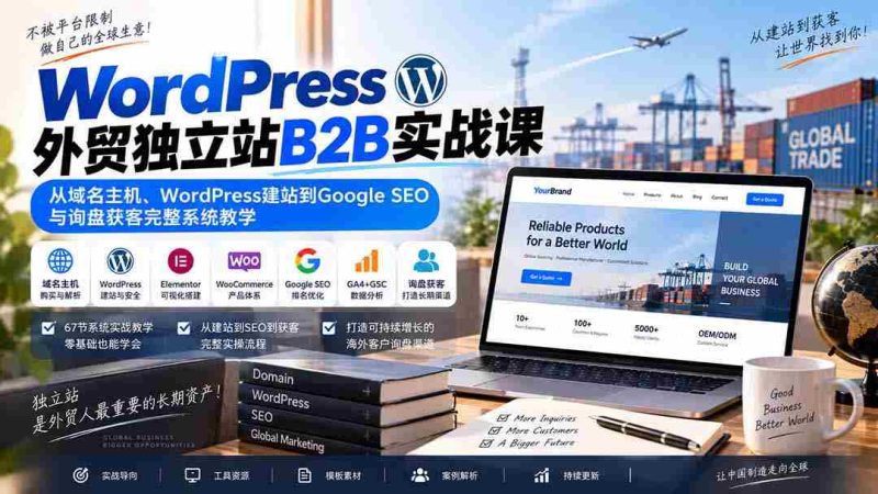 深度解析WordPress外贸B2B独立站全流程:涵盖域名注册、网站搭建、谷歌SEO优化及客户询盘获取策略教学-一起发