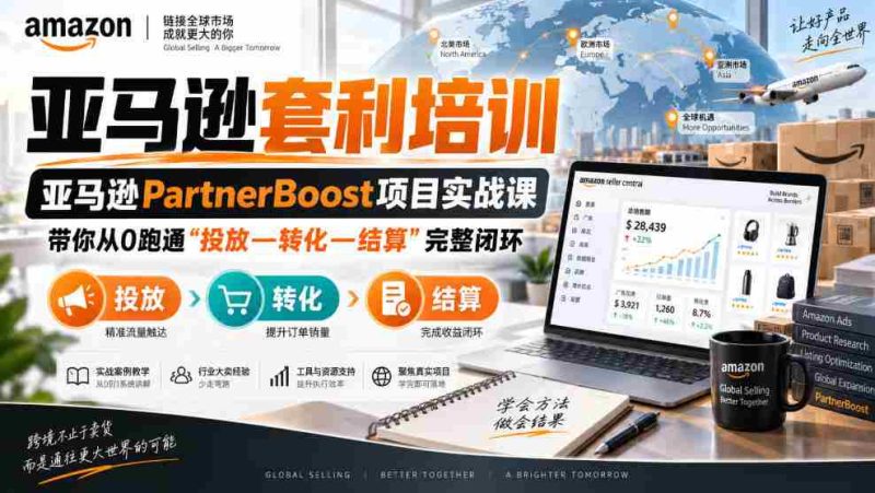 lead菌·亚马逊套利培训,亚马逊partnerboost项目实战课,带你从0跑通”投放—转化—结算”完整闭环-一起发