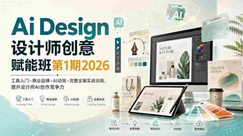 Ai Design设计师创意赋能班第1期2026|工具入门‑商业品牌‑AI动效‑完整全案实战训练,提升设计师AI创作竞争力-一起发