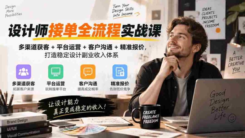实战解析:设计师订单全链路攻略——无版权水印版,全面掌握多途径吸客、平台经营、沟通技巧与精准报价,构建稳固的设计兼职盈利结构-一起发