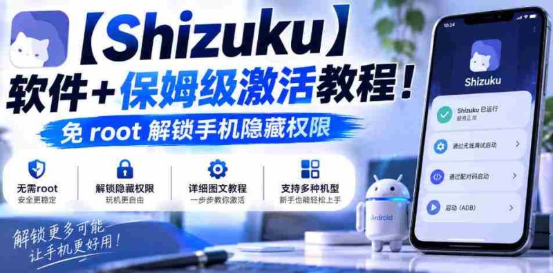 【Shizuku】软件+保姆级激活教程!免root解锁手机隐藏权限-一起发