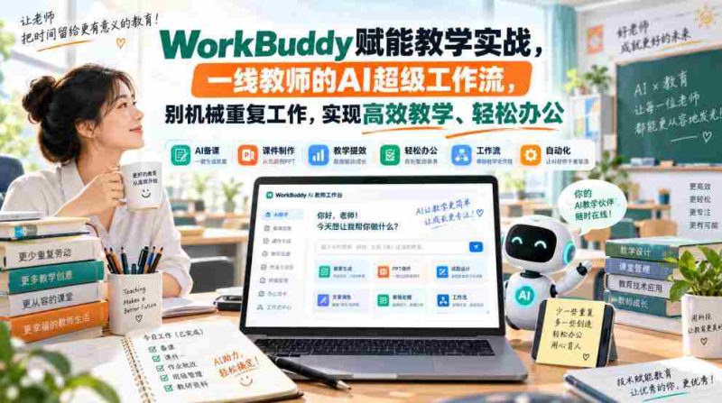 WorkBuddy赋能教学实战,一线教师的AI超级工作流,别机械重复工作,实现高效教学、轻松办公-一起发