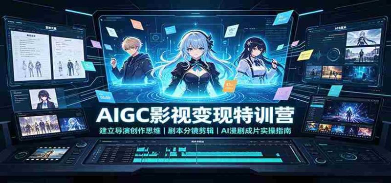 AIGC影视变现特训营:建立导演创作思维,剧本分镜剪辑,AI漫剧成片实操指南-一起发