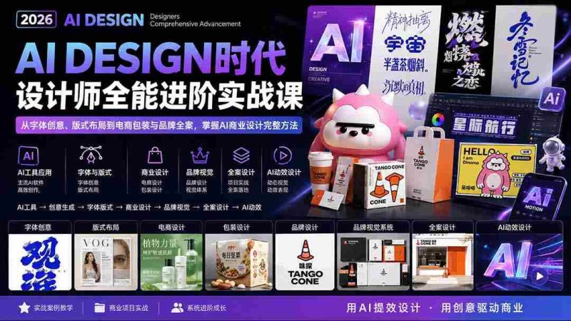 (20195期)2026AI DESIGN时代设计师全能进阶实战课:从字体创意、版式布局到电商包装与品牌全案,掌握AI商业设计完整方法-一起发
