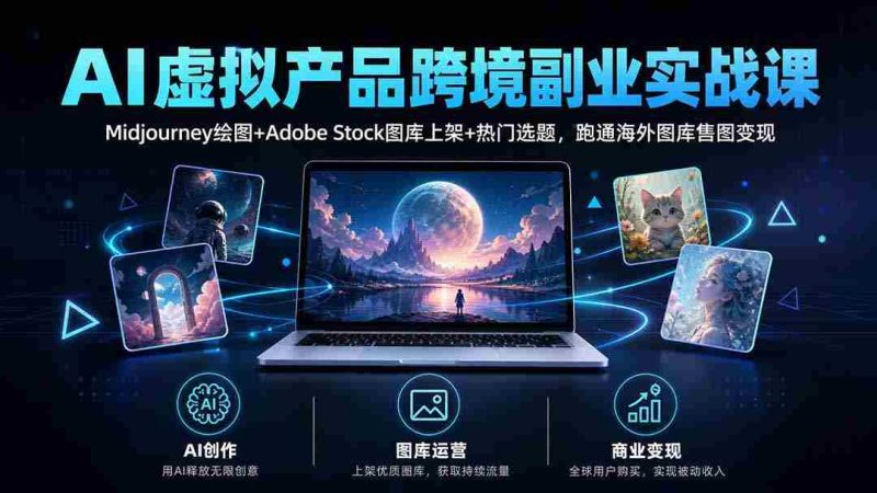 探索海外市场,AI绘图赋能,Adobe图库与热门选题结合,副业变现课程一网打尽-一起发