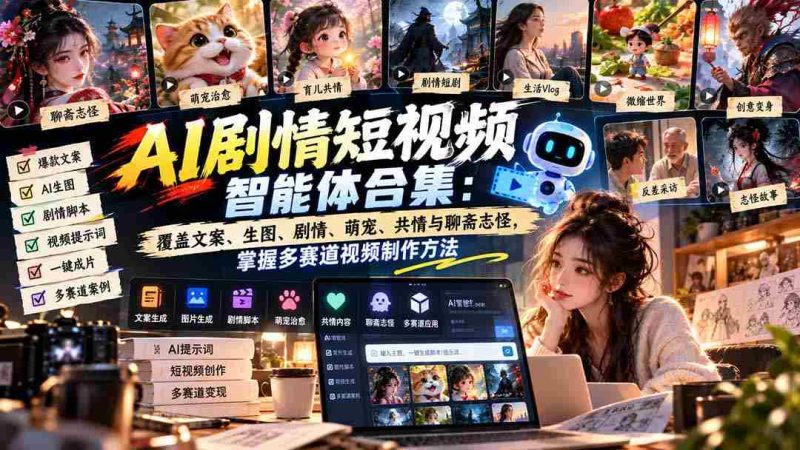 AI剧情短视频达人集结:一文掌握文案撰写、生图制作、剧情构建、萌宠互动、情感共鸣及聊斋风韵,全方位解锁视频制作多技能-一起发