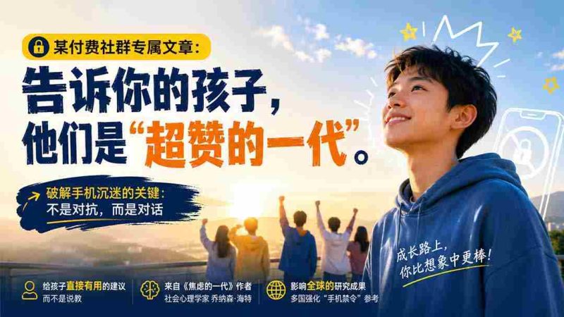 (20222期)某付费社群专属文章:告诉你的孩子,他们是“超赞的一代”。-一起发