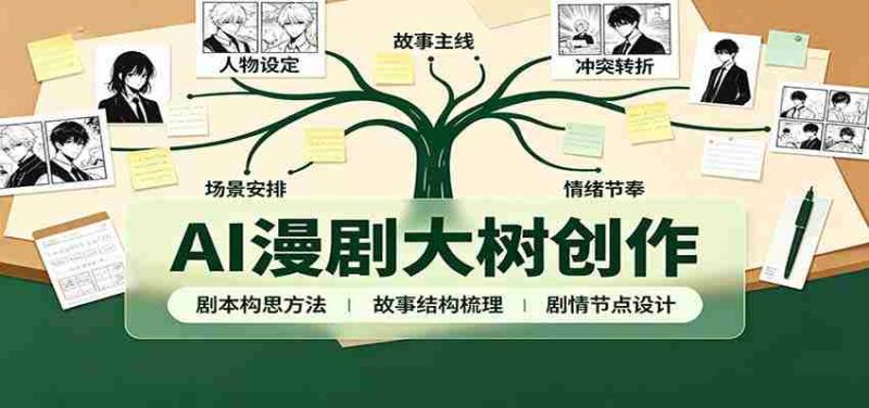 AI漫剧大树创作:剧本构思课程讲解,软件插件配置,配套工具资料完整梳理-一起发
