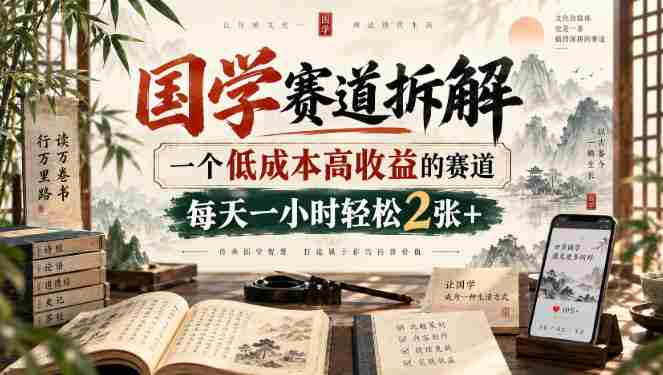 国学赛道拆解,一个低成本高收益的赛道,每天一小时轻松2张+-一起发