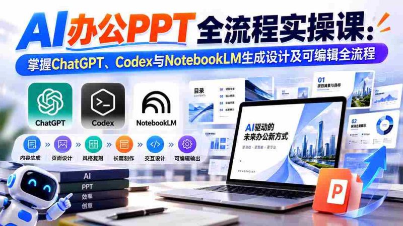 零水印】AI高效办公PPT制作指南:一课掌握ChatGPT、Codex与NotebookLM的生成与编辑技巧-一起发