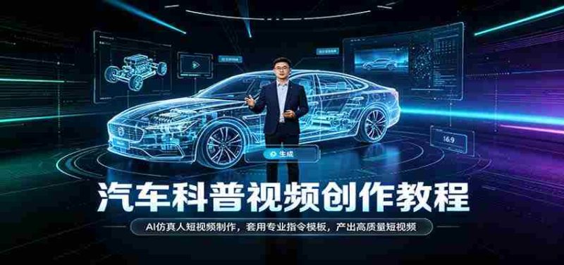 汽车科普视频创作教程:AI仿真人短视频制作,套用专业指令模板,产出高质量短视频-一起发