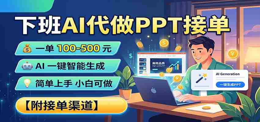 下班AI代做PPT接单,一单100-500,AI一键生成,小白也能做,附接单渠道-一起发