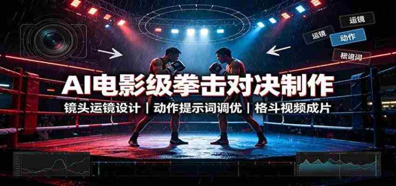 AI电影级拳击对决制作:镜头运镜设计,动作提示词调优,格斗视频成片-一起发