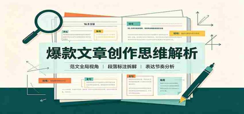 爆款文章创作思维解析:全局视角拆解范文,梳理行文逻辑,搭配真实拆文实操案例-一起发