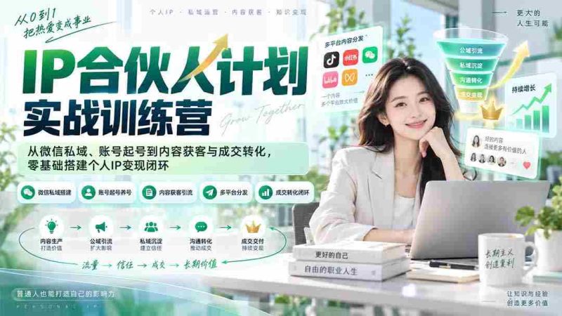 (20321期)IP合伙人计划实战训练营-更新:从微信私域、账号起号到内容获客与成交转化,零基础搭建个人IP变现闭环-一起发