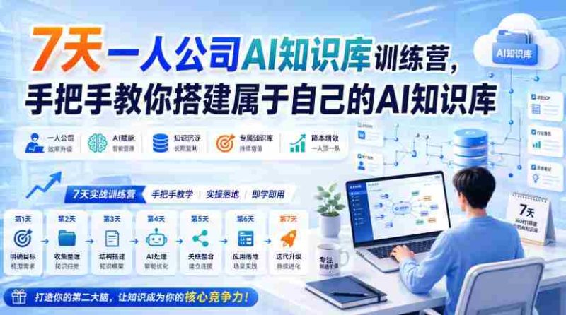 7天一人公司AI知识库训练营,手把手教你搭建属于自己的AI知识库-一起发