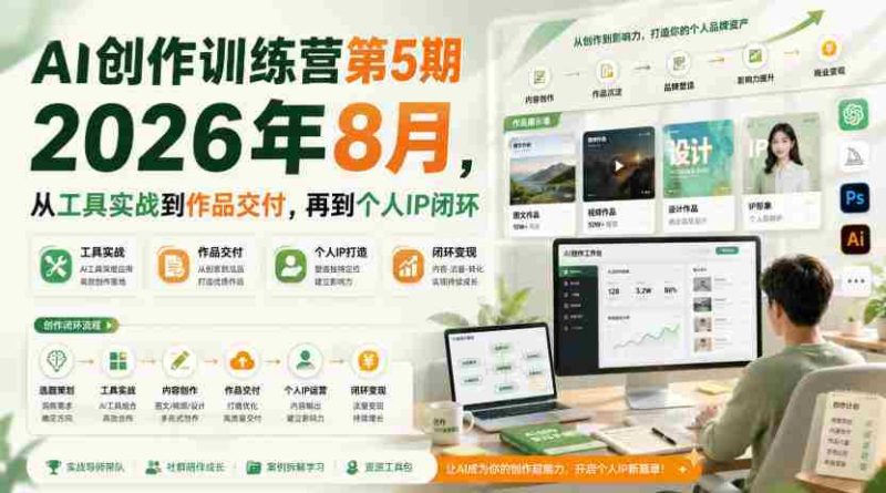 AI创作训练营第5期2026年8月,从工具实战到作品交付,再到个人IP闭环-一起发