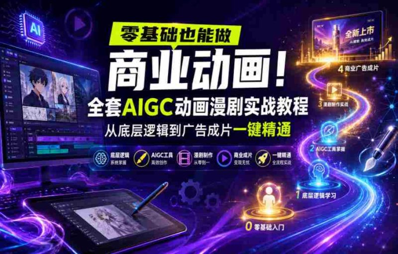 零基础也能做商业动画！全套AIGC动画漫剧实战教程，从底层逻辑到广告成片一键精通（更新0905）-一起发