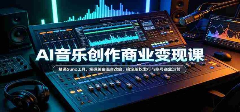 解码AI音乐创作财富密码:Suno工具精通,编曲混音技艺升级,轻松驾驭版权发行与社交媒体商业攻略-一起发