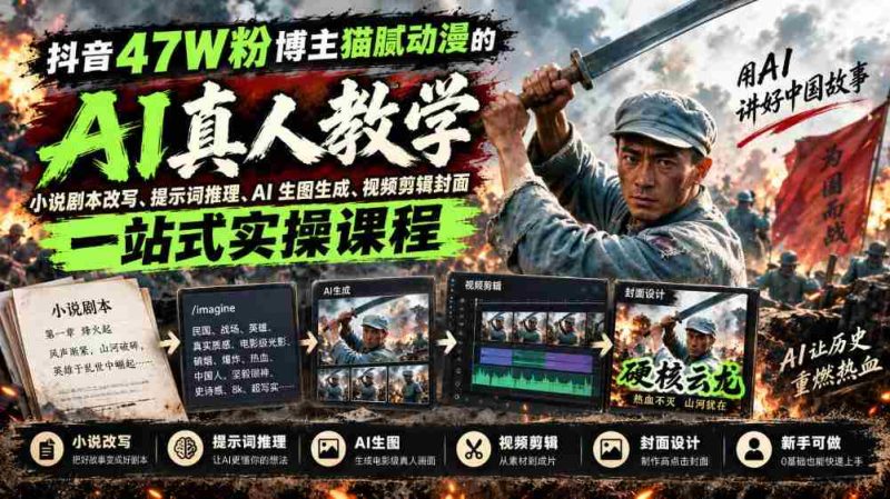 揭秘抖音47万粉丝达人猫腻动漫：AI真人漫剧制作全攻略，从剧本改写到视频剪辑，一网打尽！-一起发
