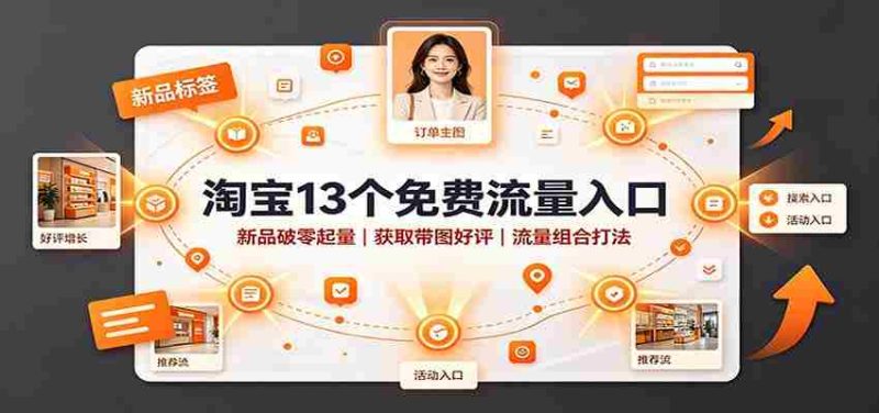 淘宝13个免费流量入口:新品破零起量,获取带图好评,流量组合打法-一起发