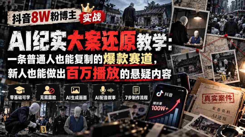 揭秘抖音8万粉丝博主AI纪实神作重现:揭秘一条新手可学的热门赛道,轻松打造百万观看的悬疑盛宴-一起发