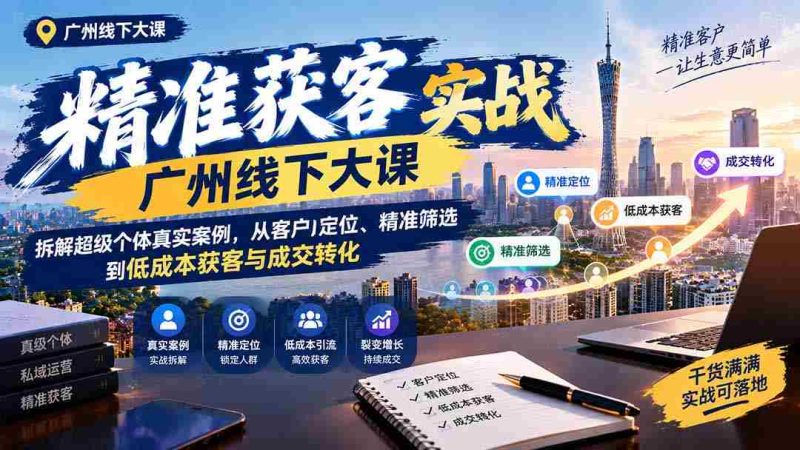 广州线下精准获客实操讲座:揭秘超级个体成功之道,深度解析客户定位、高效筛选及低成本获客与成交技巧-一起发