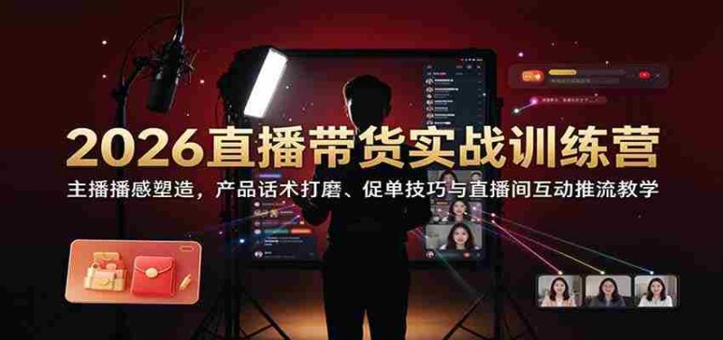2026带货直播实操班:打造主播魅力,精进话术策略,解锁成交秘诀及直播间引流互动技巧-一起发