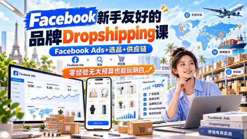 新手轻松上手Facebook Dropshipping课程，深度解析Facebook Ads、精选产品及供应链，即使零基础低预算也能掌握全流程【双语字幕教学-一起发
