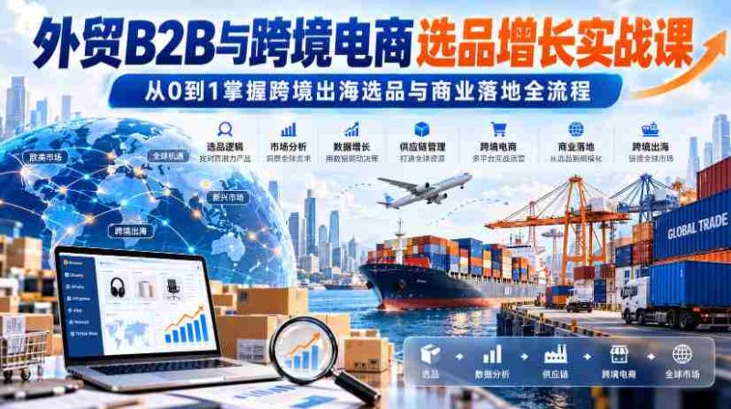 外贸B2B与跨境电商产品挑选策略深度研修班:零基础入门,精通跨境贸易选品及市场布局技巧-一起发