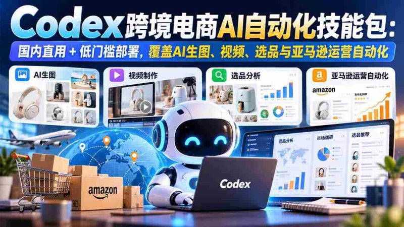 一键上手】Codex跨境电商智能工具箱:国内直连,轻松部署,AI绘图、视频、选品及亚马逊运营自动化全攻略-一起发
