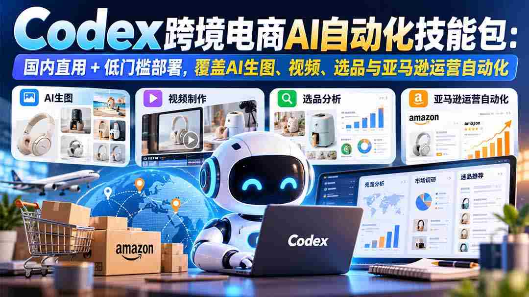 一键上手】Codex跨境电商智能工具箱：国内直连，轻松部署，AI绘图、视频、选品及亚马逊运营自动化全攻略-一起发