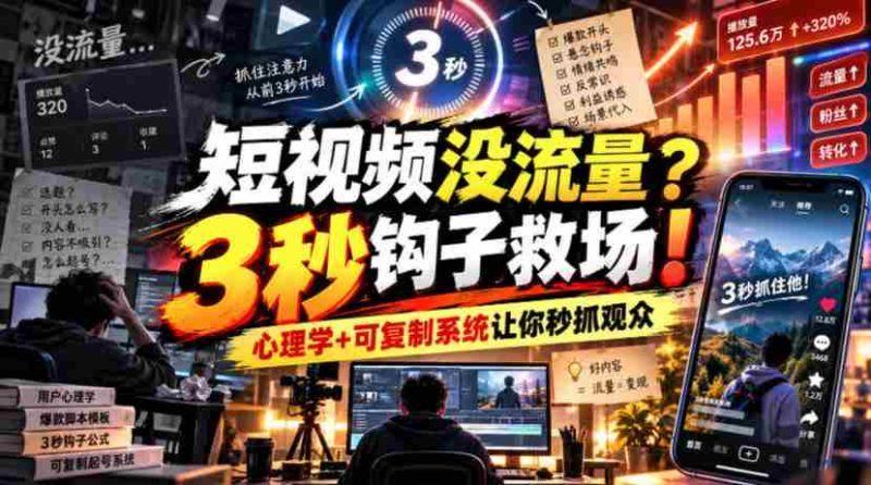 流量解困】短视频播放量低迷?掌握3秒吸睛技巧!运用心理策略与复制系统,轻松锁定观众目光【独家双语呈现-一起发