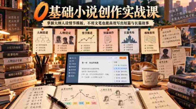 0基础小说创作实战课｜掌握大纲人设情节模板，不用文笔也能高效写出短篇与长篇故事-一起发