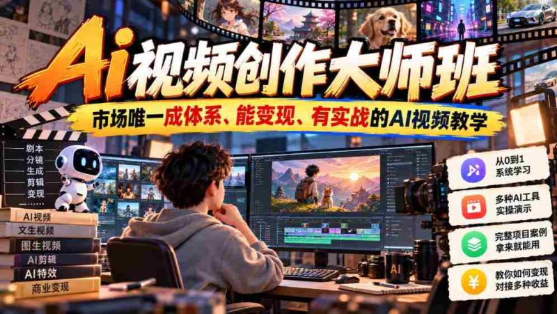 2026年全新升级!独树一帜的AI视频制作高阶班,市场独占鳌头,盈利无忧,实战教学,打造AI视频制作高手(持续更新中)-一起发