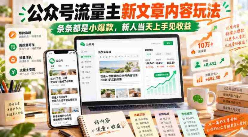 探索公众号流量主新攻略:轻松创作,篇篇爆款,新手速成,即刻盈利-一起发