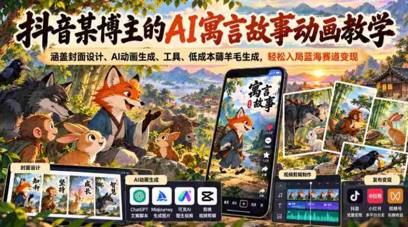 抖音博主揭秘AI寓言动画制作全流程:从封面设计到低成本高效变现攻略-一起发