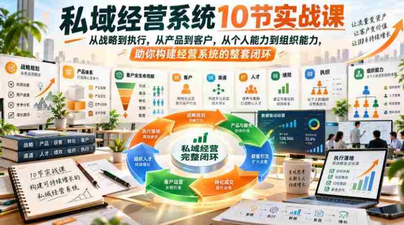10堂私域运营精髓课程,全方位解析战略执行、产品客户、个人组织能力,构建经营闭环全方位指南-一起发