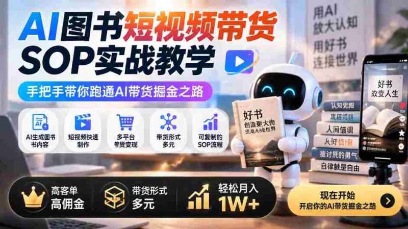 揭秘AI图书短视频带货攻略:全方位实操教程,助你轻松月入过万,多渠道高收益,一招掌握AI掘金秘籍-一起发