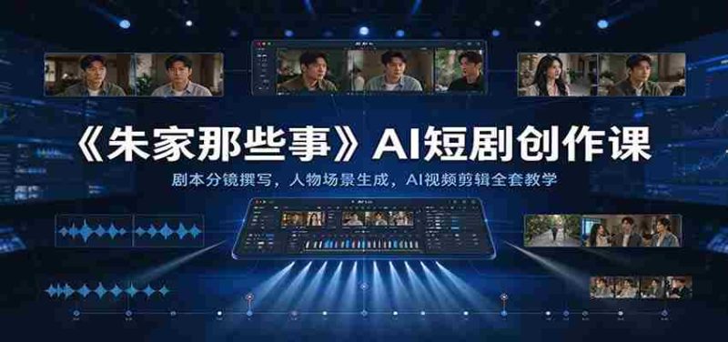 《朱家那些事》AI短剧创作课：剧本分镜撰写，人物场景生成，AI视频剪辑全套教学-一起发